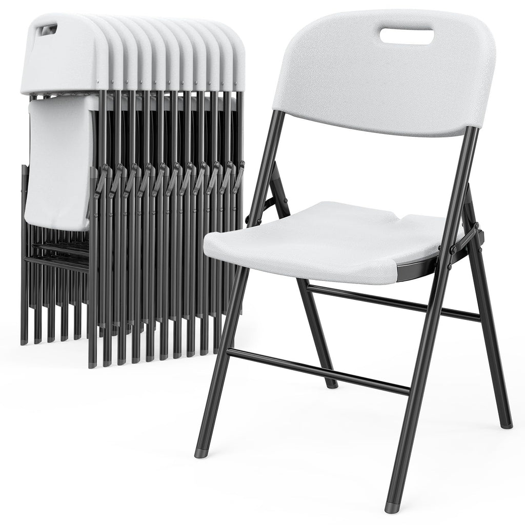 White 10 Pack HDPE Folding Chairs with Steel Frame H188444