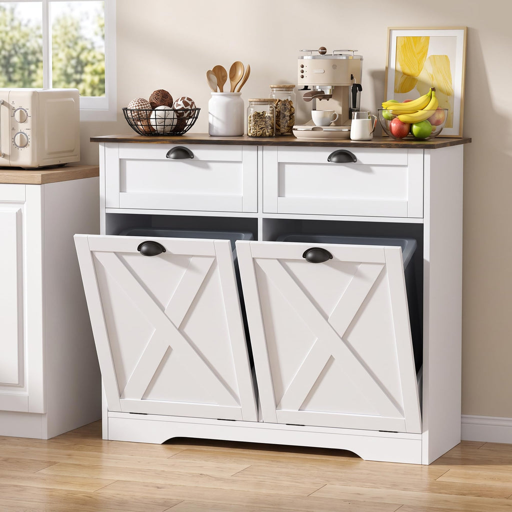 White Tilt Out Trash Cabinet F720139