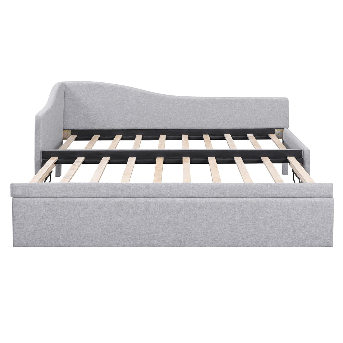 Twin Size Linen Extendable Upholstered Daybed with Pop Up Trundle U252