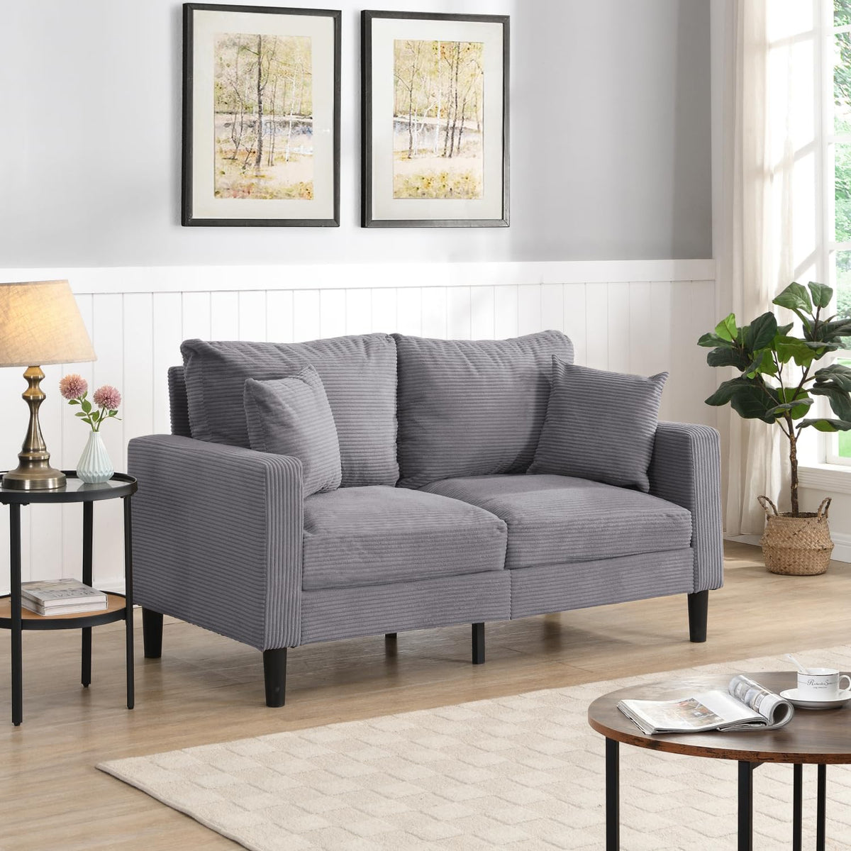 Light Gray 2 Seat Loveseat Sofa V169945