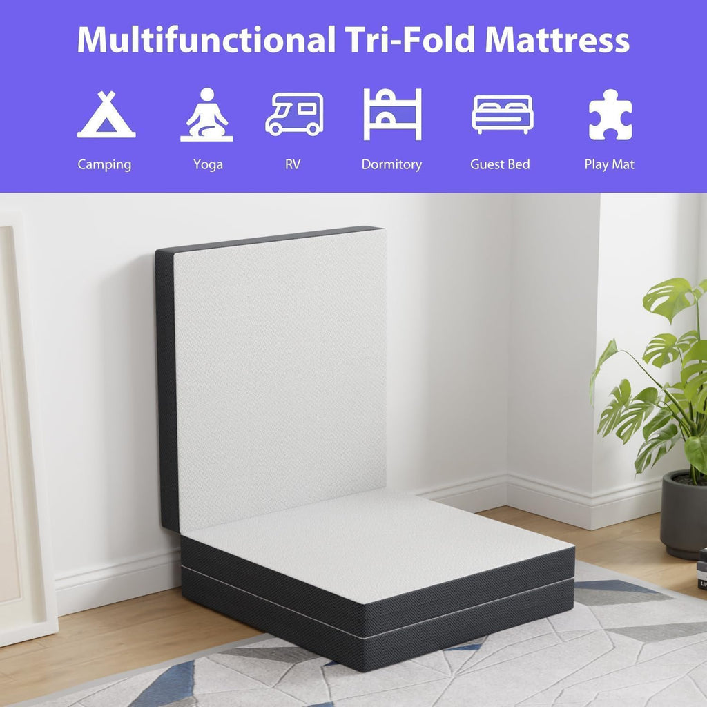3 inch Tri Fold Memory Foam Mattress with Mesh Cover Z7385