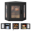 Large Black Wooden Bread Box with Acrylic Window G328