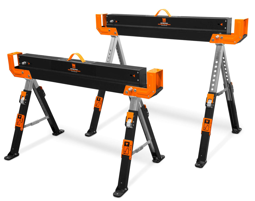 Steel Saw Horse Set, 1300-Pound Capacity, Height Adjustable, Two Pack Y79360