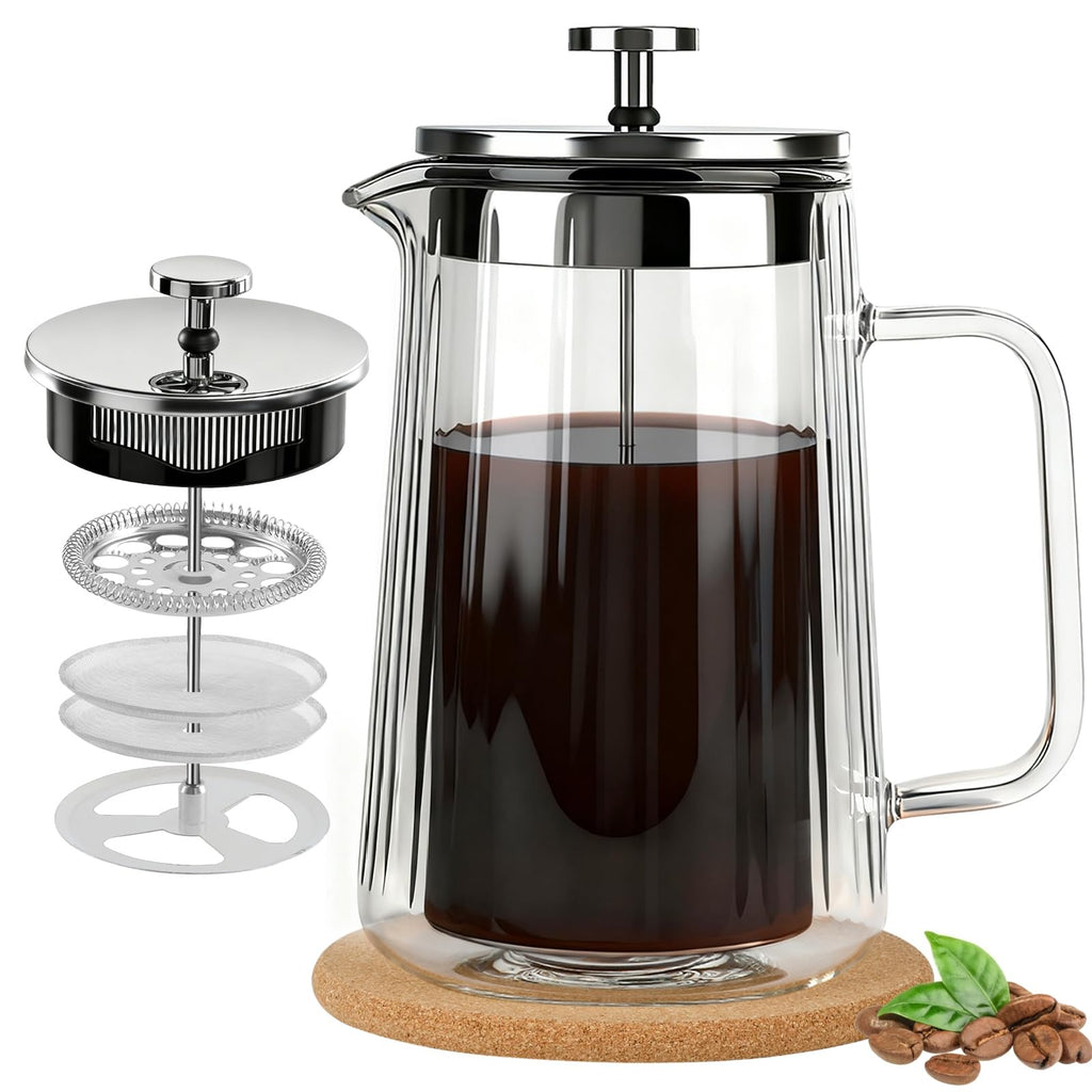 34oz Double Wall Borosilicate Glass French Press Coffee Maker O92987