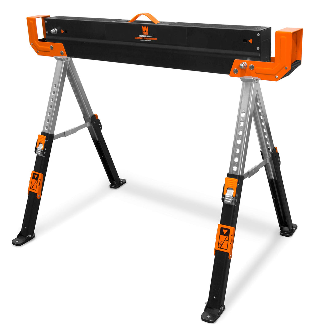 Steel Saw Horse Set, 1300-Pound Capacity, Height Adjustable, Two Pack Y79360