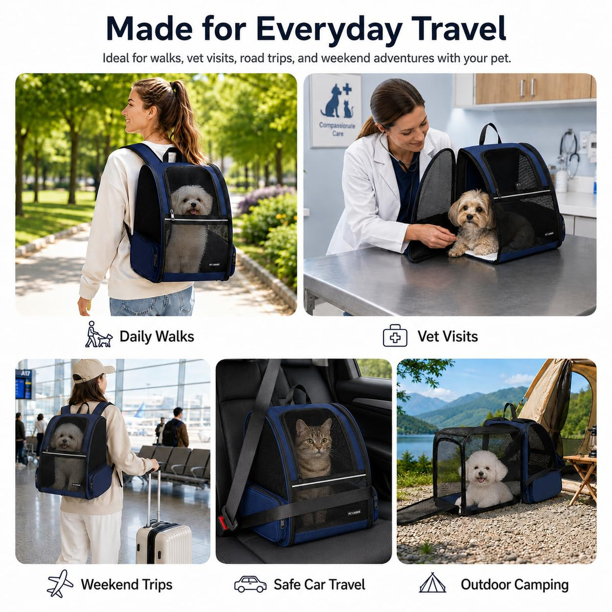 Blue Expandable Cat Carrier Backpack V8355