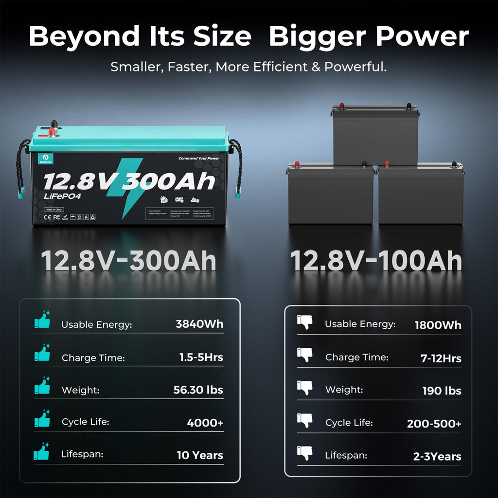 12V 300Ah LiFePO4 Deep Cycle Lithium Battery 2Pack J9906
