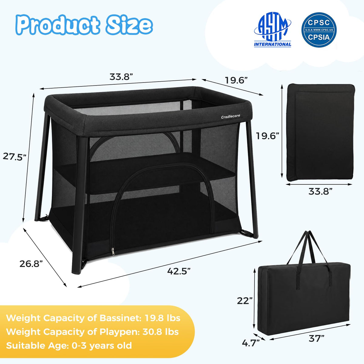 Portable Playpen with Bassinet F22817