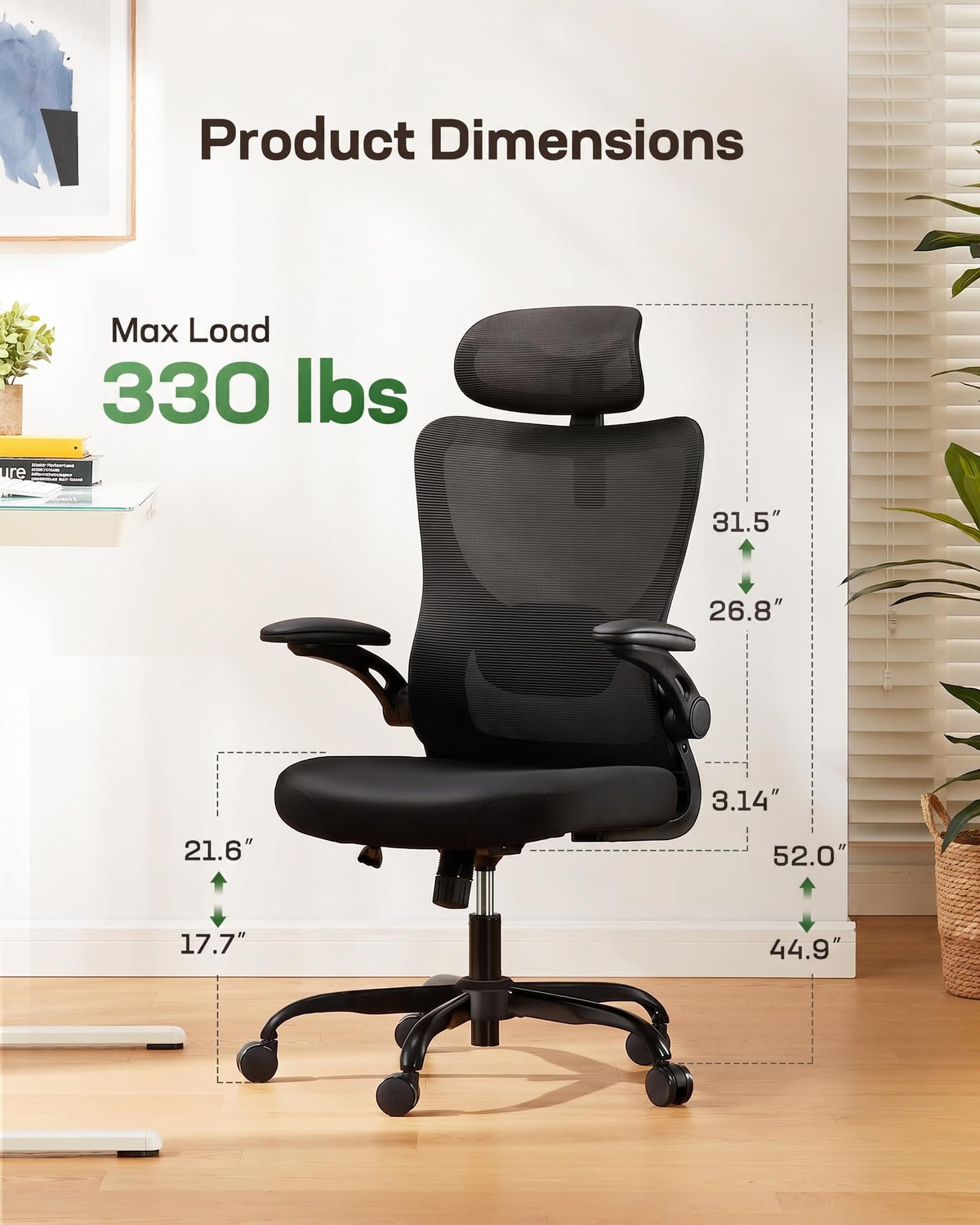 Ergonomic Office Chair with High Back Mesh and Adjustable Lumbar Support F1379