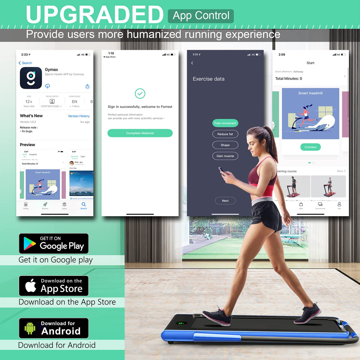 2 in 1 Under Desk Treadmill with Smart App A525