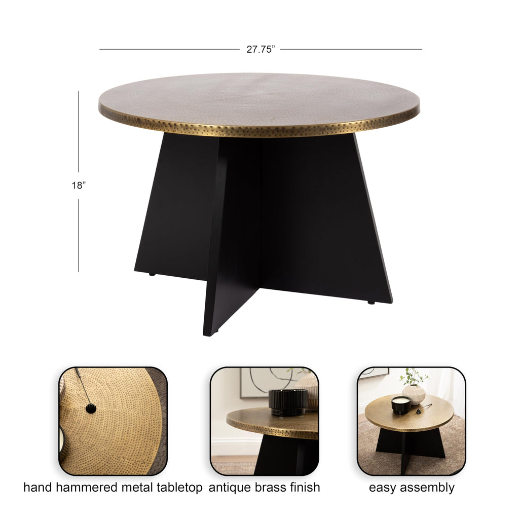 Round Hammered Metal Coffee Table D2994