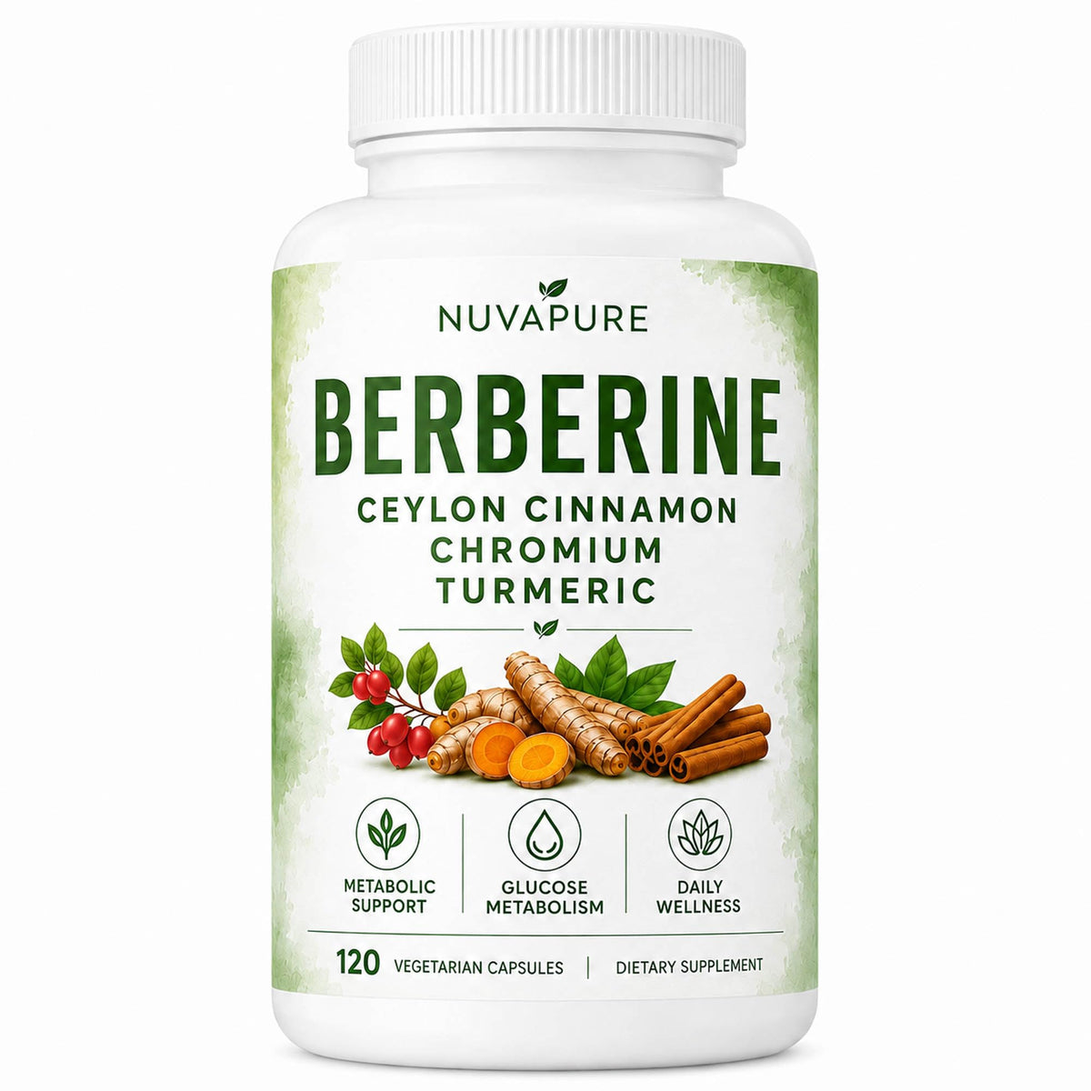 Berberine with Ceylon Cinnamon, Chromium & Turmeric, 120 Vegetarian Capsules A3167