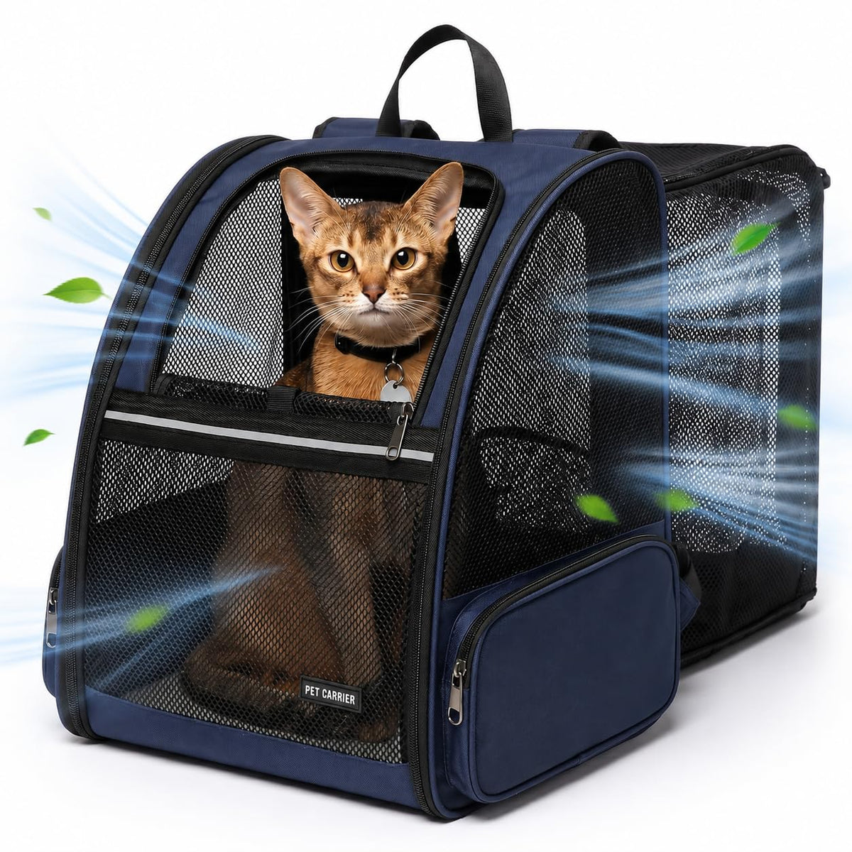Blue Expandable Cat Carrier Backpack V8355