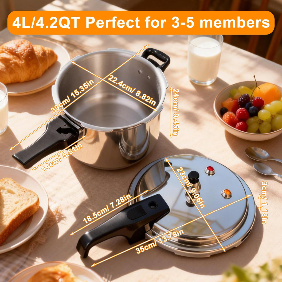 4.2 Quart Aluminum Stovetop Pressure Cooker V75654