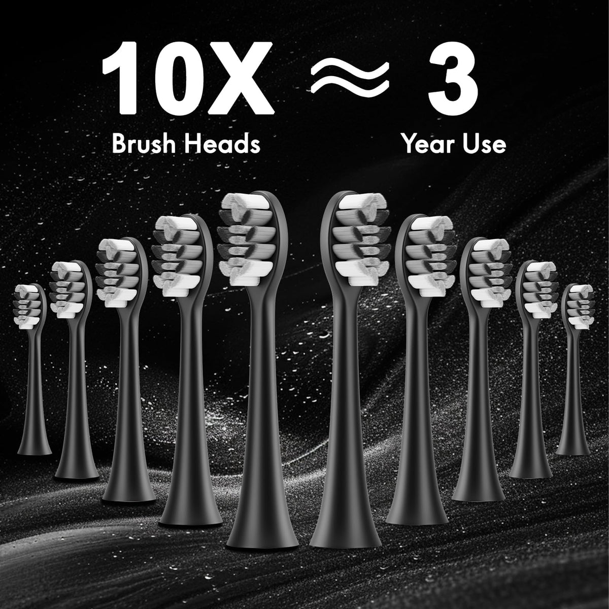 Sonic Electric Toothbrush with 10 Brush Heads & Travel Case, Black K1371