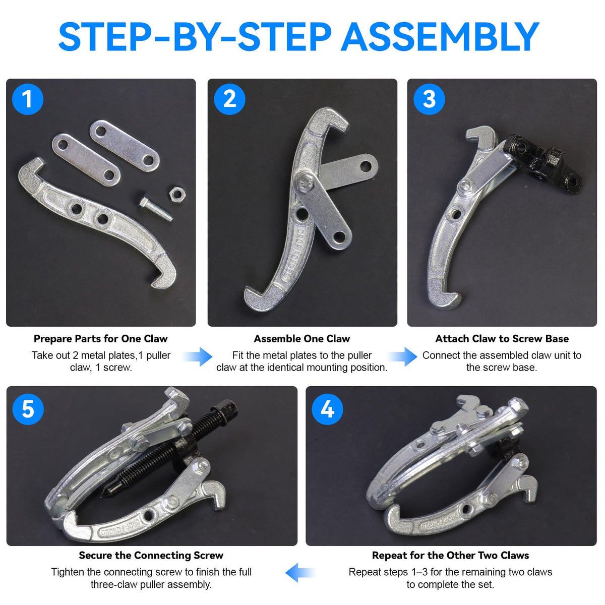 3 Pcs Reversible 3 Jaw Puller Set U17343