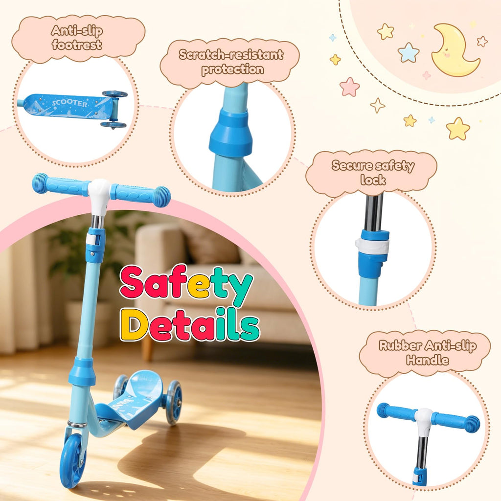 Three Wheel Scooter for Kids 2-5, Light Up Adjustable Height Kick Scooter K4247