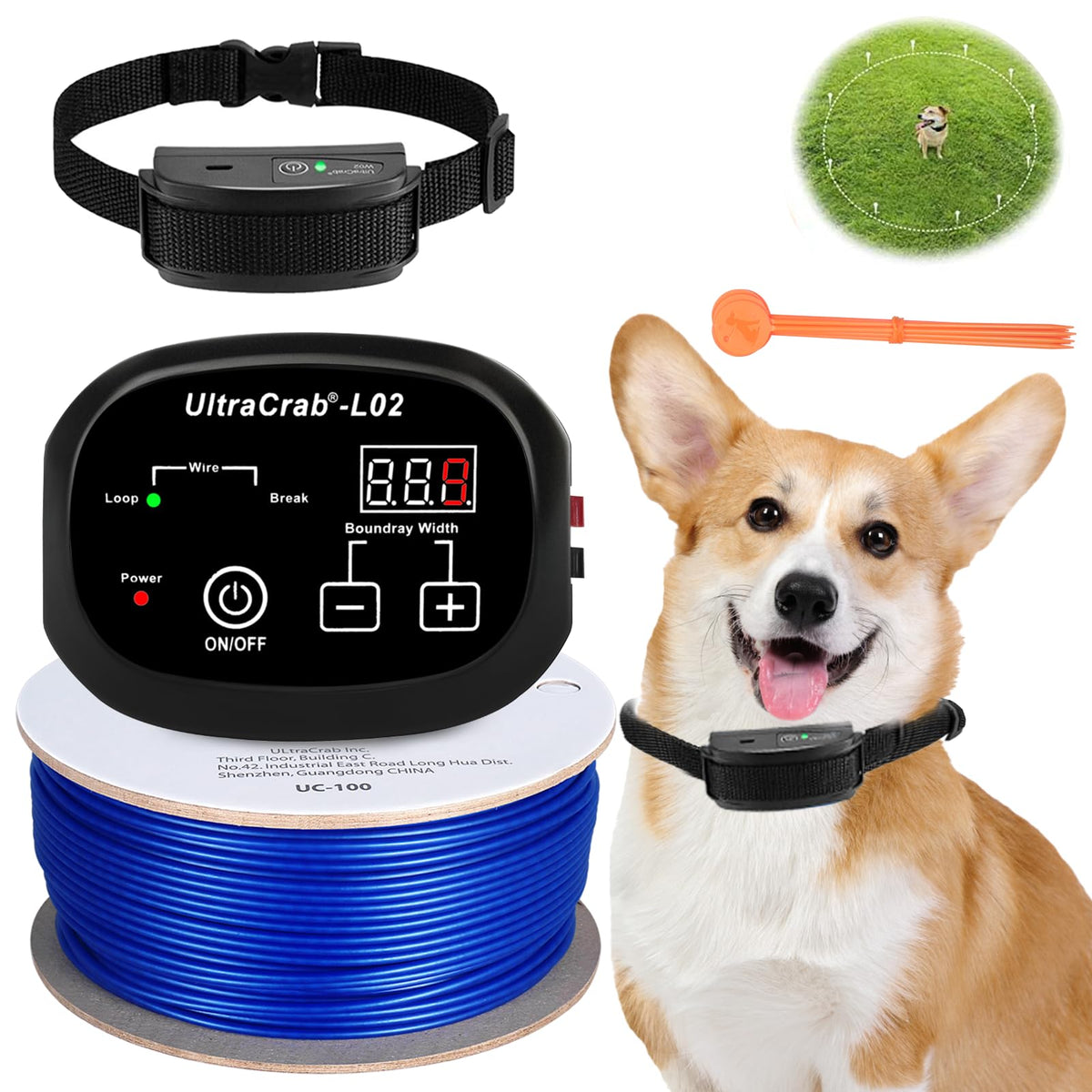 In-Ground Electric Dog Fence System with Waterproof Training Collar B119564