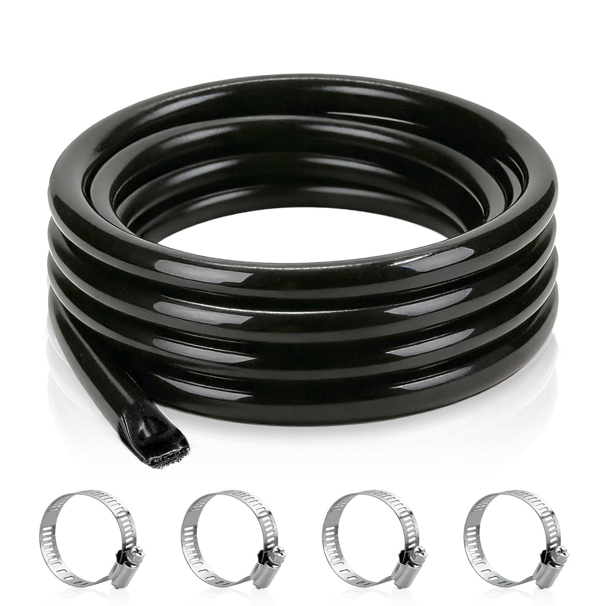 3/4 Inch ID x 100ft PVC Hose with 4 Stainless Steel Hose Clamps V168310