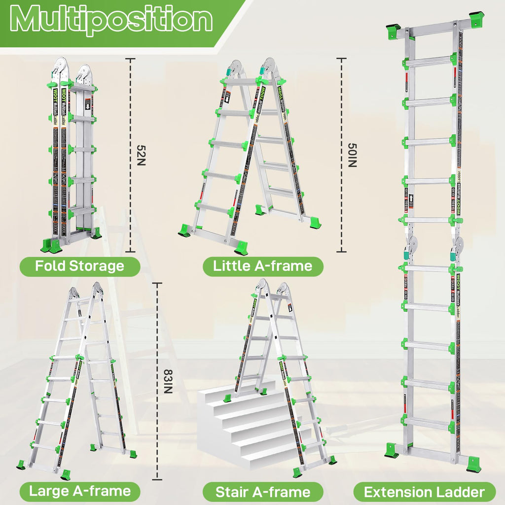 5 Step 17 Ft Anti-Slip Aluminum Folding Ladder W336