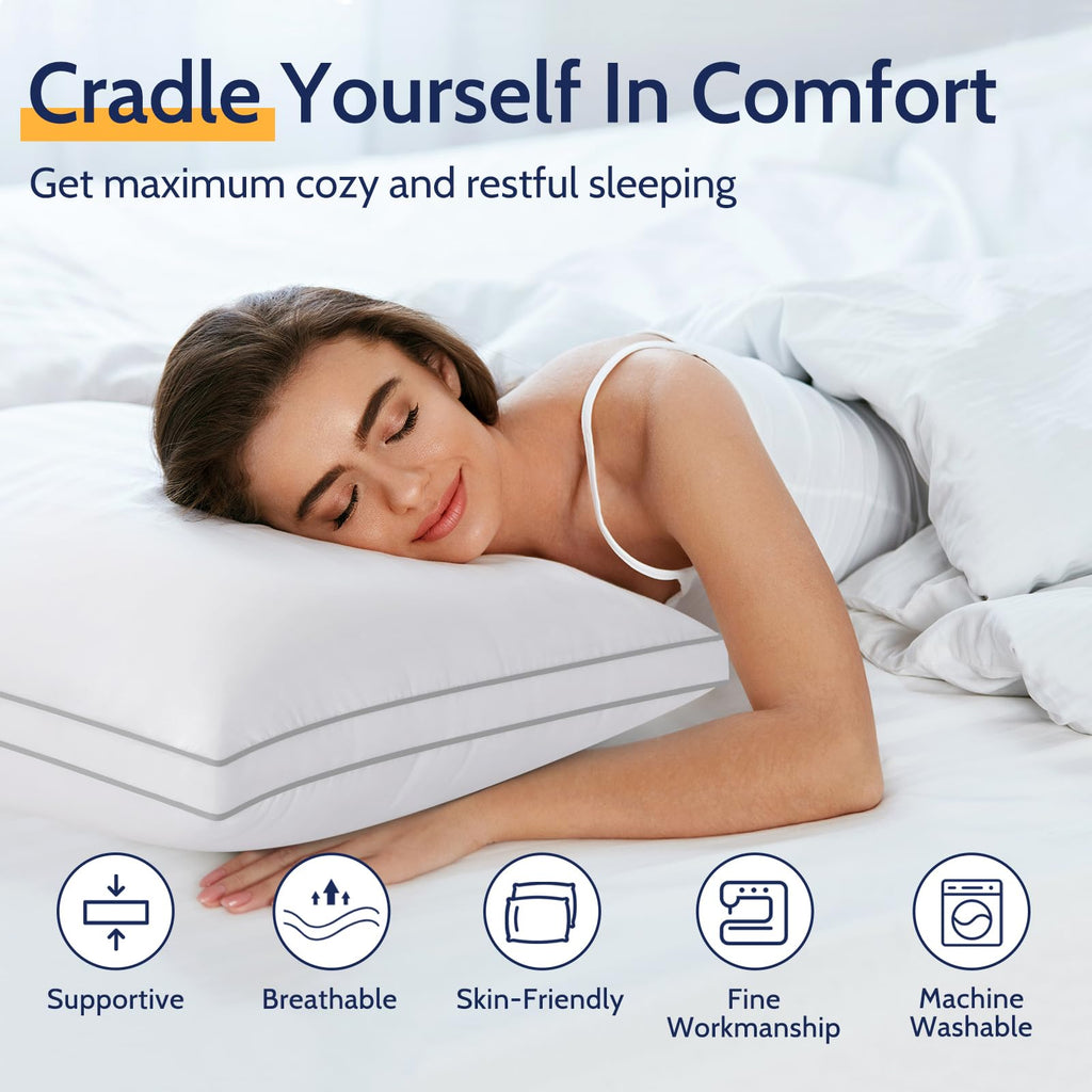 King Size Set of 2 Down Alternative Bed Pillows Z376876