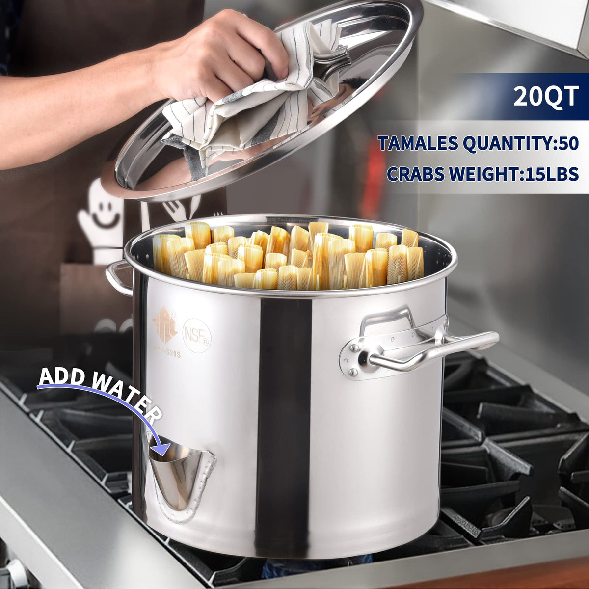 20QT Stainless Steel Tamale Steamer Pot B146396