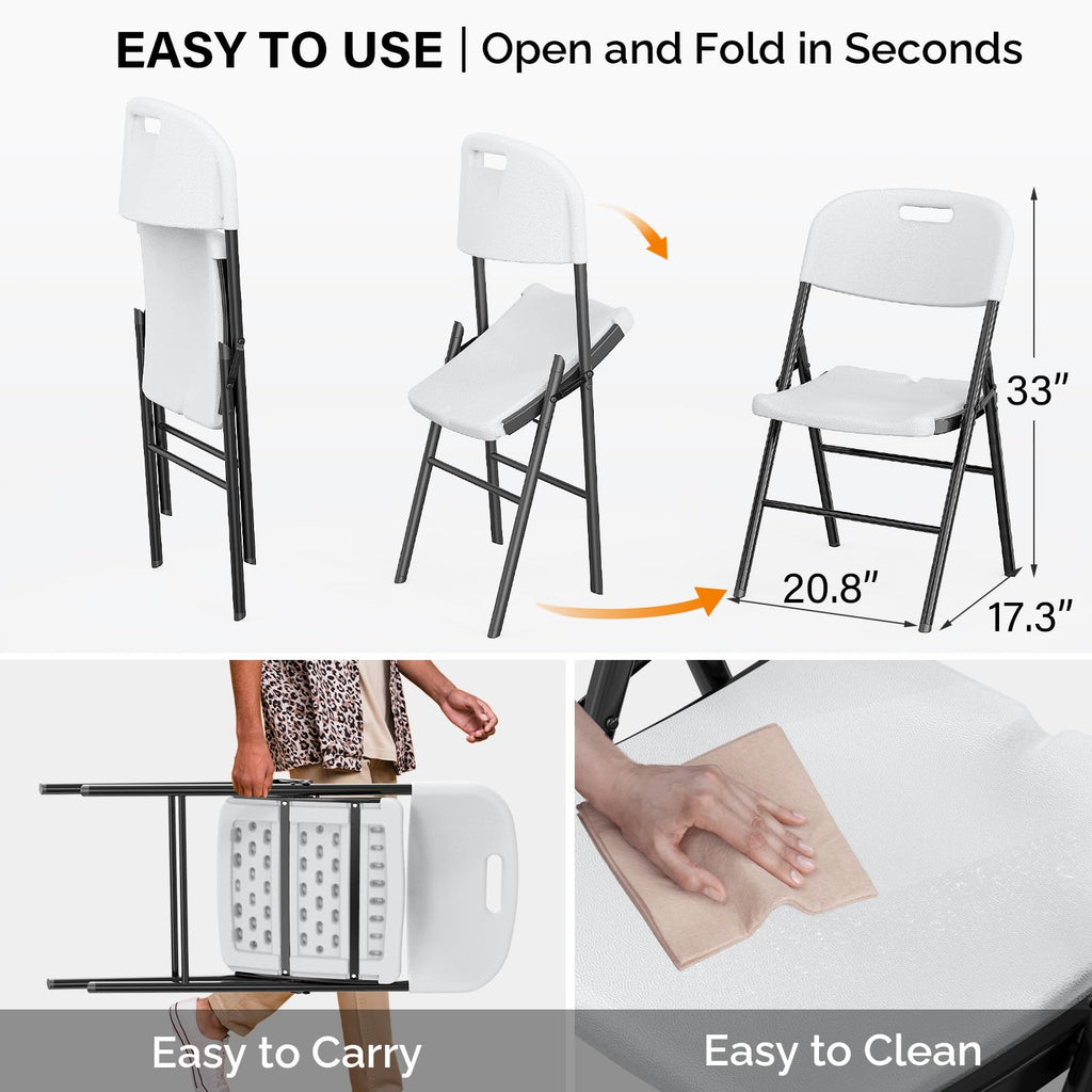 White 10 Pack HDPE Folding Chairs with Steel Frame H188444