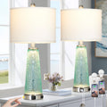 26" Glass Table Lamps with USB A+C Ports & Outlet V754454