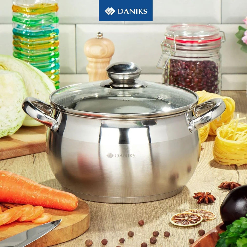 6.5 Quart Stainless Steel Stock Pot with Glass Lid E5507