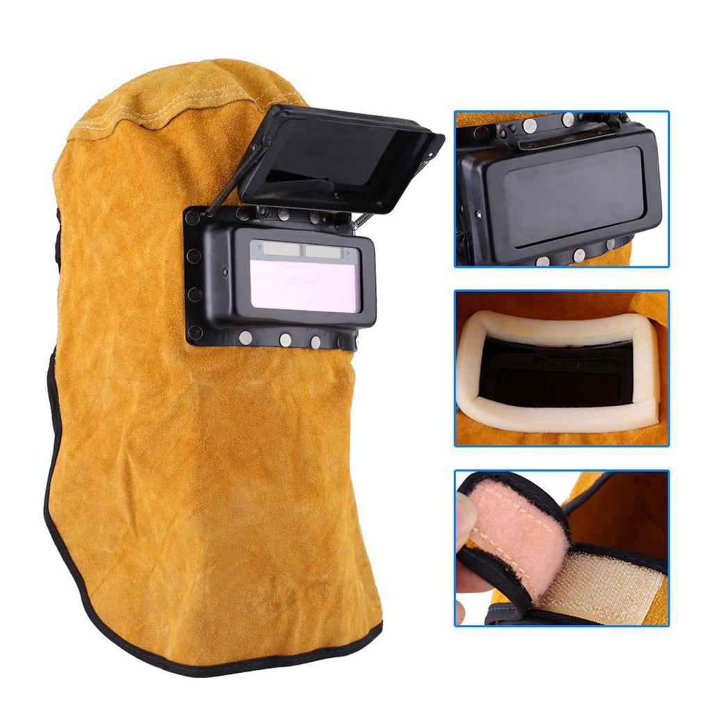 Leather Welding Hood with Auto Darkening Lens F103282