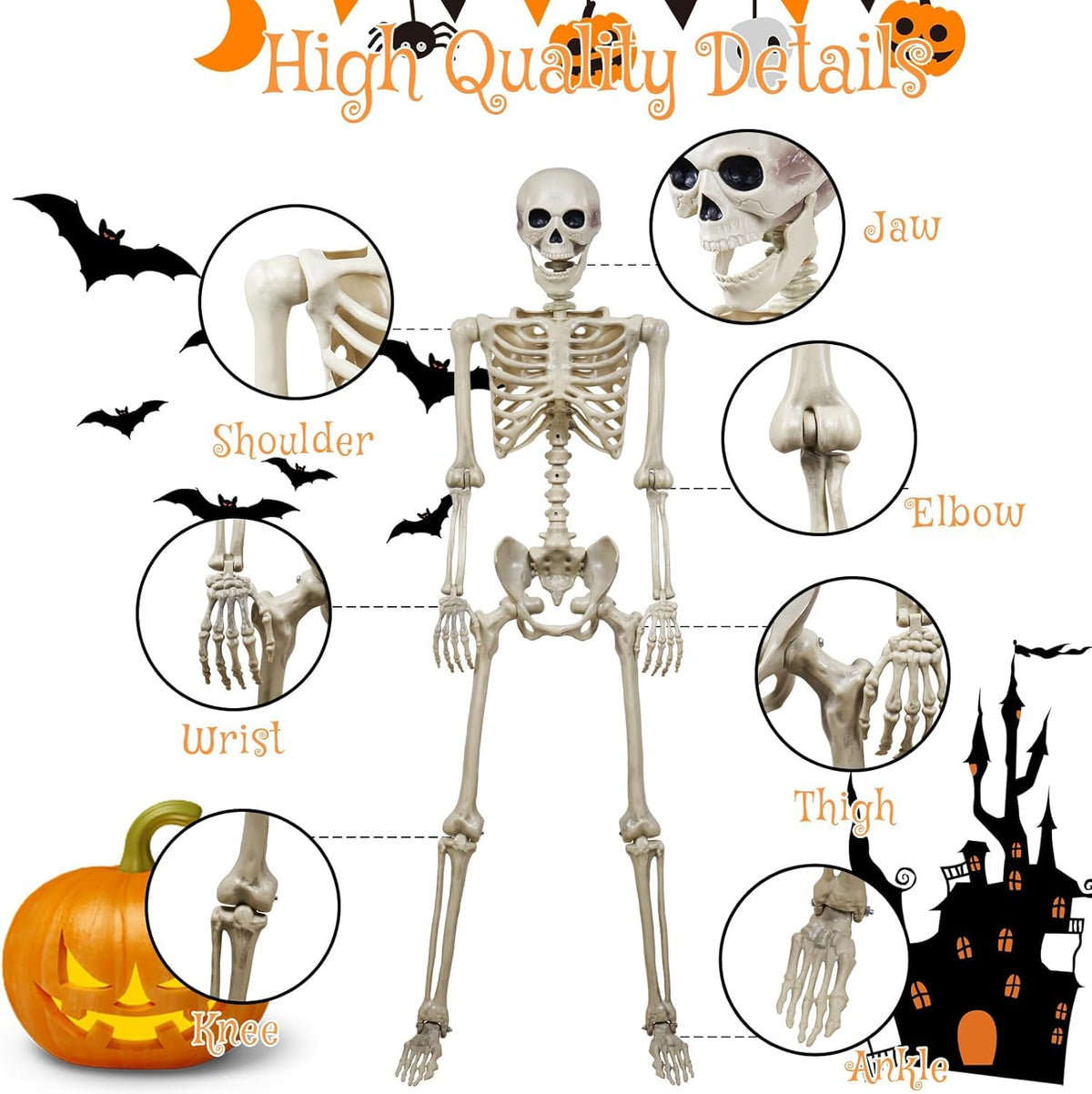 5.4ft Realistic Human Skeleton G68996