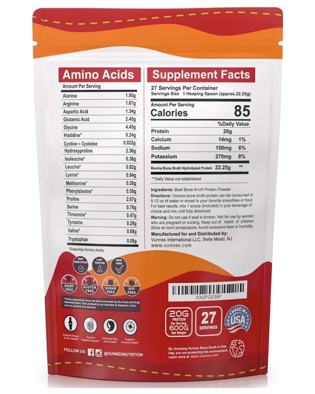 Unflavored Bone Broth Protein Powder S642312