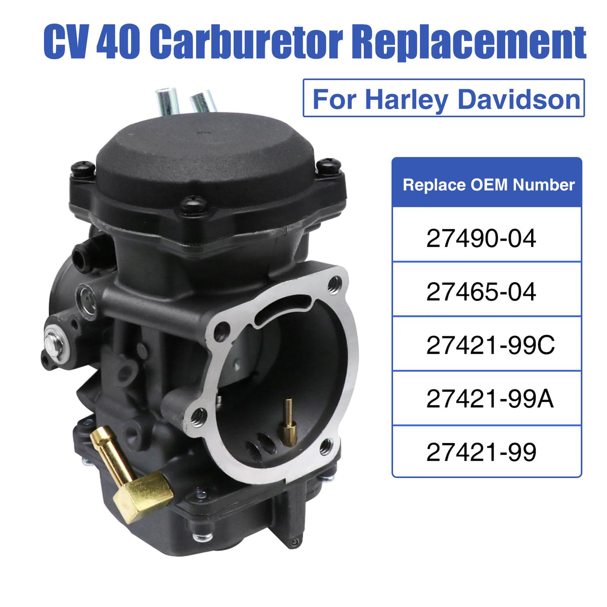 CV40 Carburetor Replacement with Starter Valve Set Main Jets Slow Jets Air Fuel Mixture Screw Kit Y919