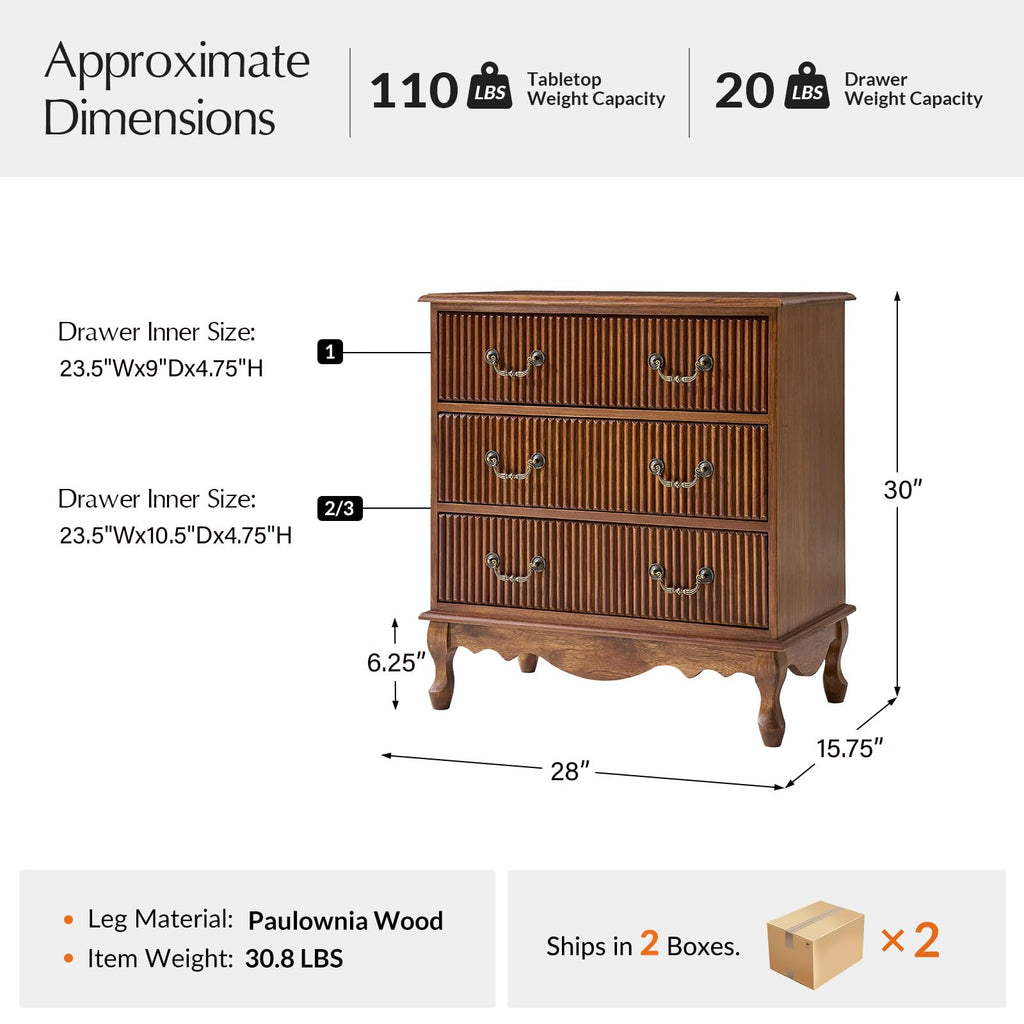 Set of 2 Wood Side Table with 3 Drawers and Charging Station R476