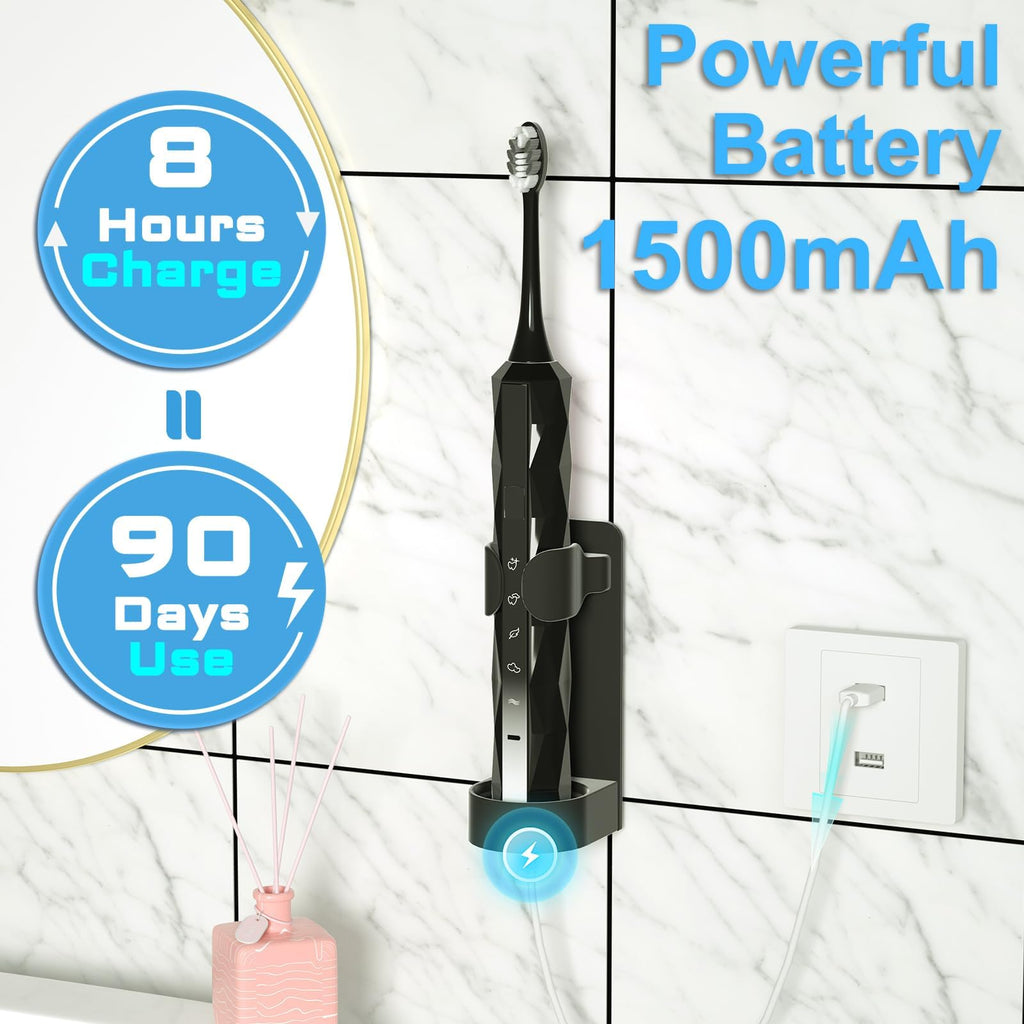 Sonic Electric Toothbrush with 10 Brush Heads & Travel Case, Black K1371