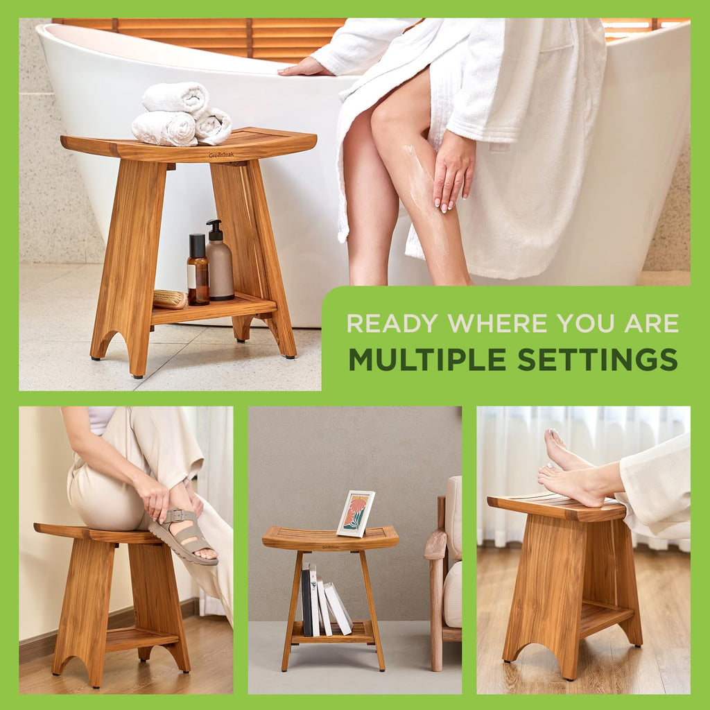 18" Teak 2-Tier Shower Bench C136500