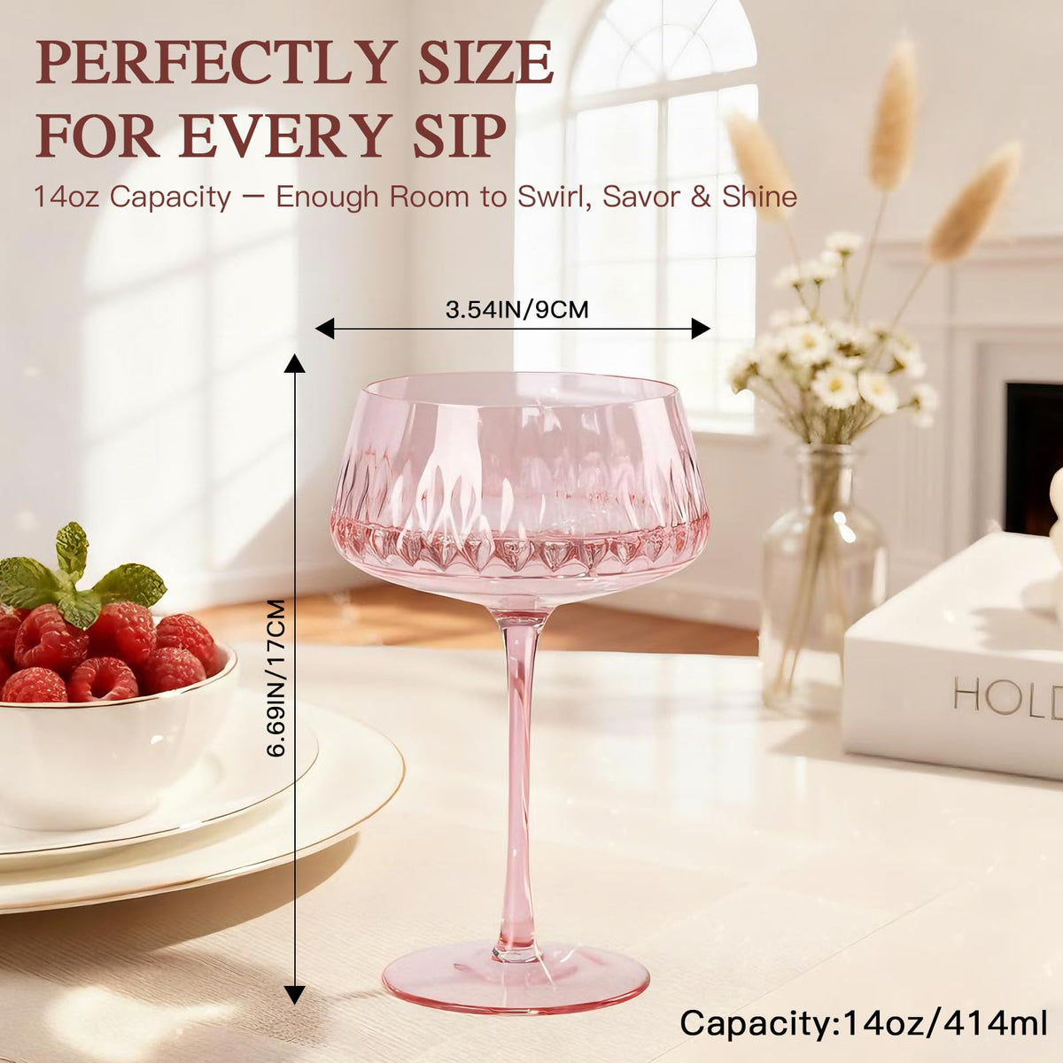 Pink 14 oz Martini Glasses Set of 6 S6532