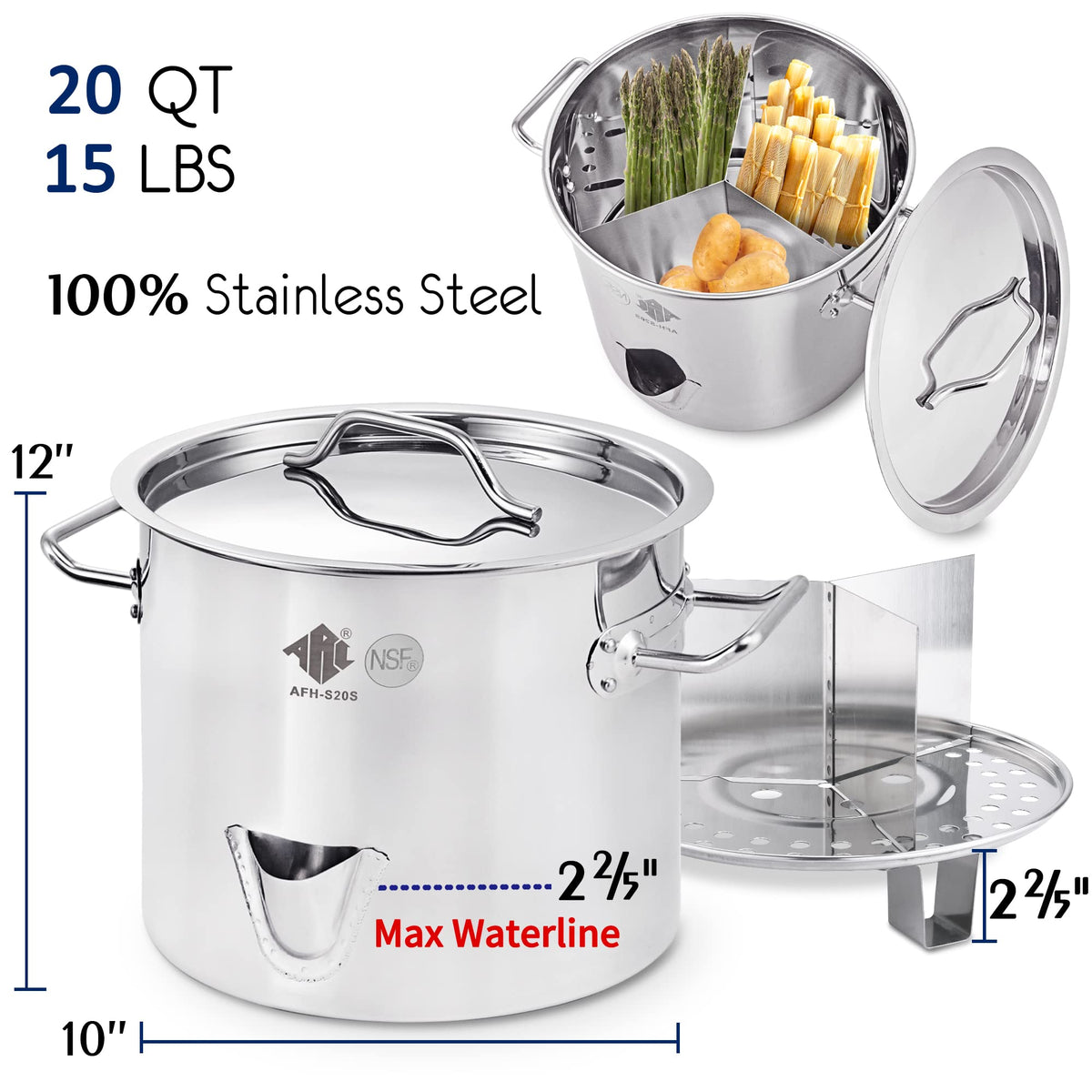 20QT Stainless Steel Tamale Steamer Pot B146396