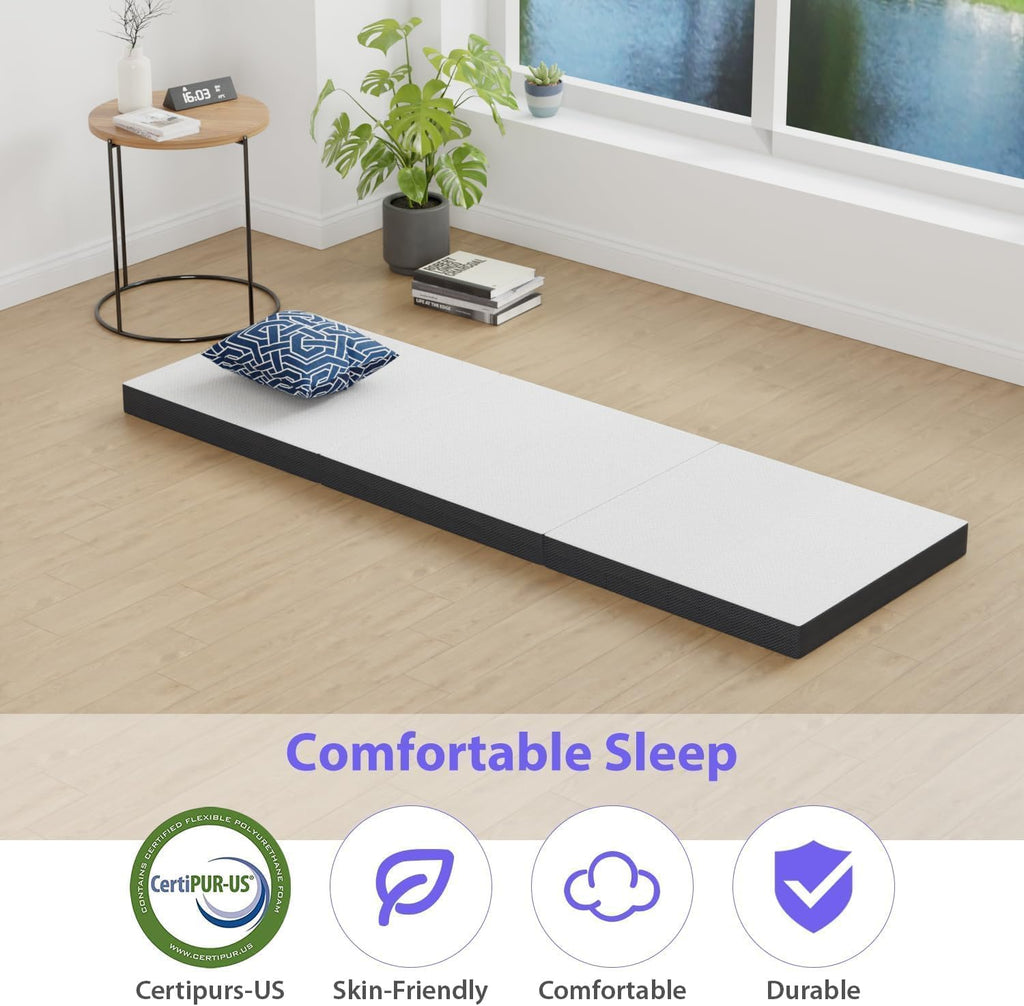 3 inch Tri Fold Memory Foam Mattress with Mesh Cover Z7385