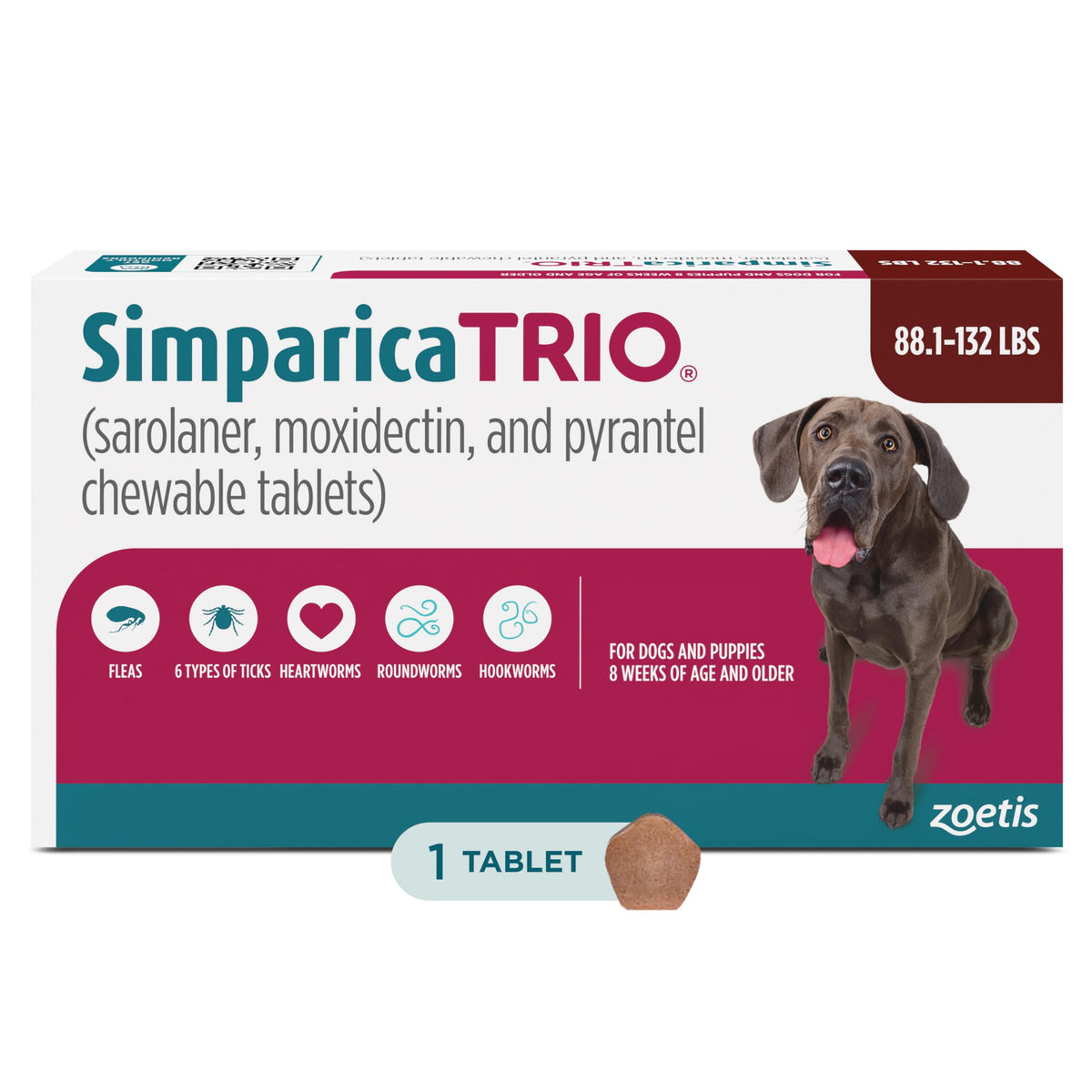 Chewable for Dogs Liver Flavor 88.1-132 lbs 1-Month F6175