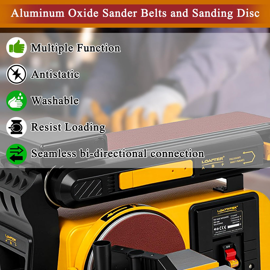4 x 36 inch 11 Pc Sanding Belts and 6" Self Stick Sanding Disc Set H748750