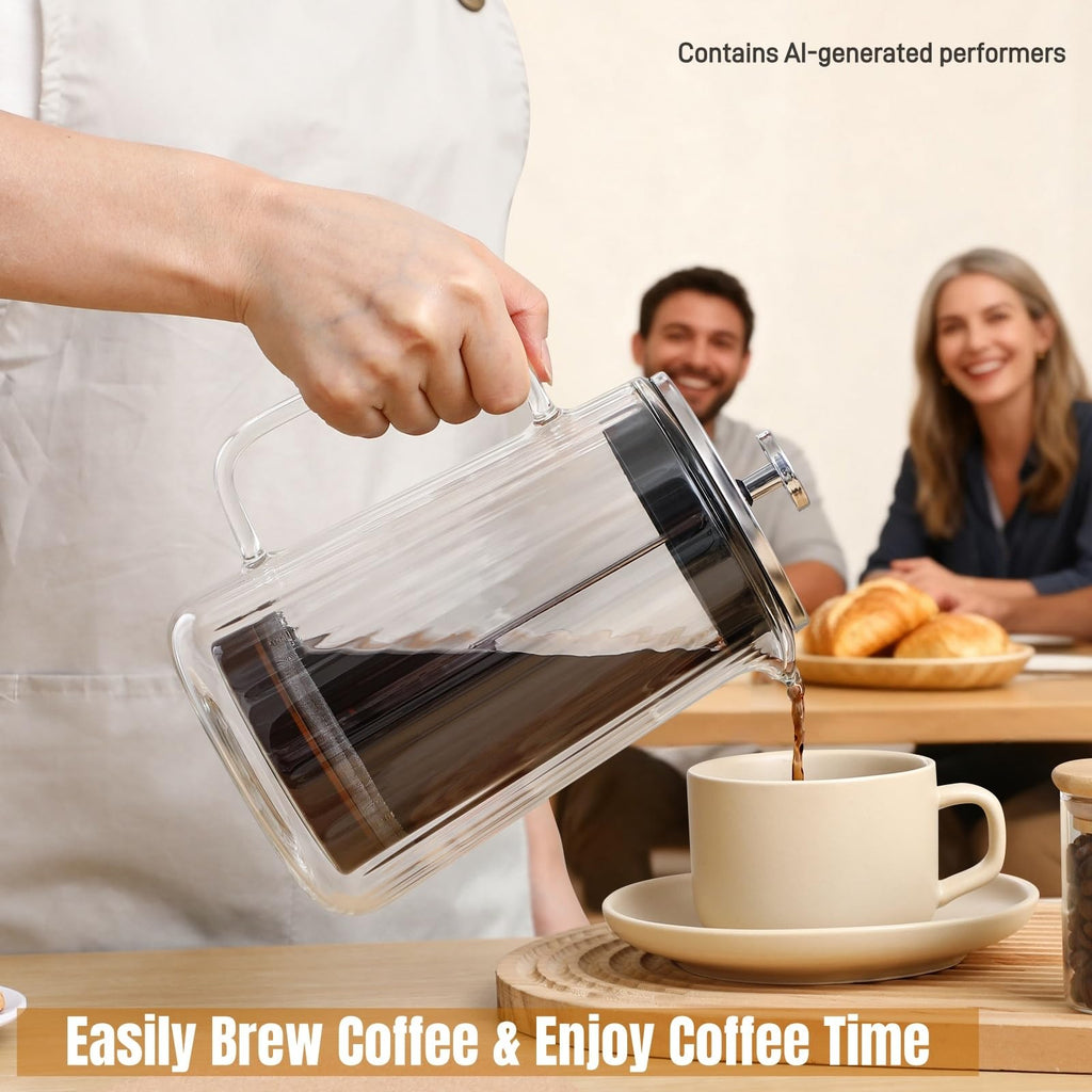 34oz Double Wall Borosilicate Glass French Press Coffee Maker O92987