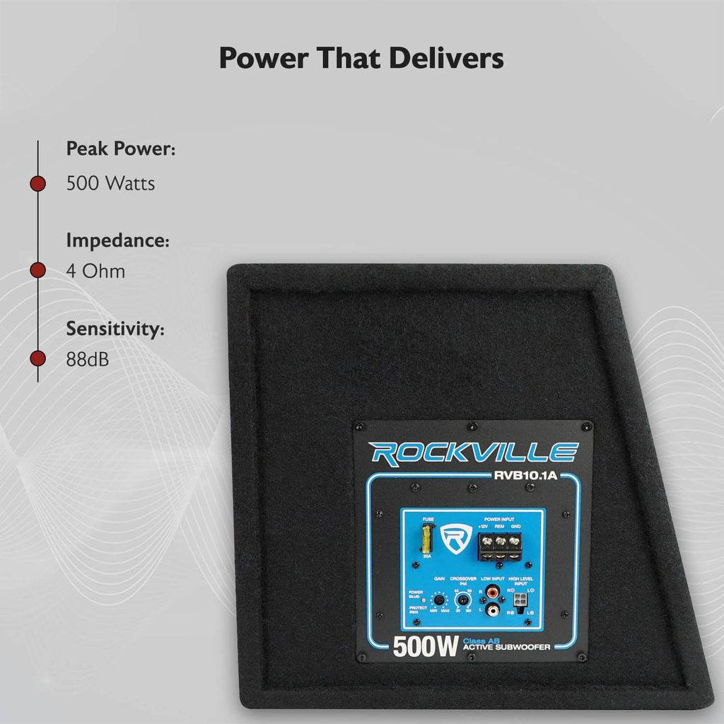 10" Active Powered Car Subwoofer with Enclosure O3637