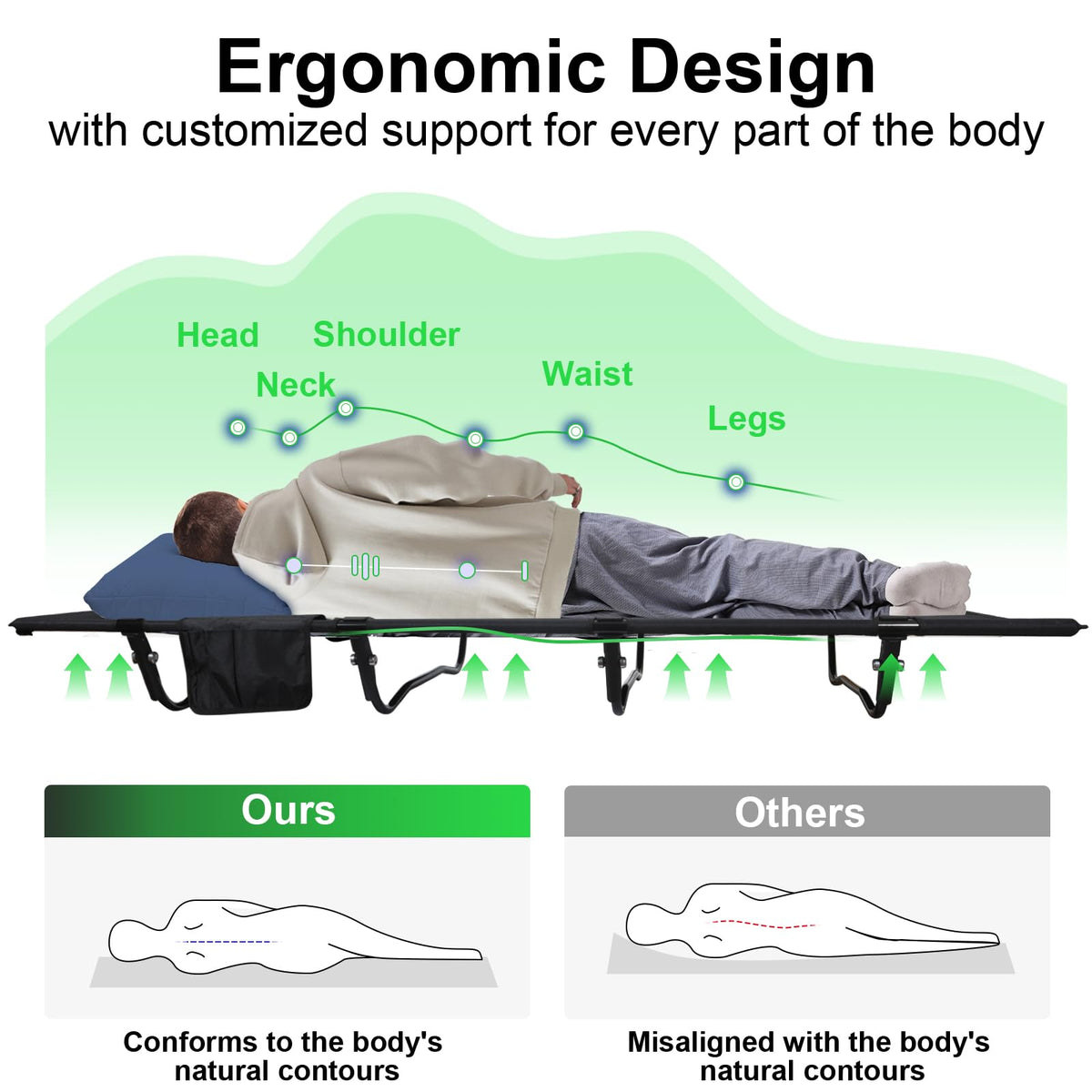 Ultralight Folding Camping Cot 4-Legs 352 lbs L85093