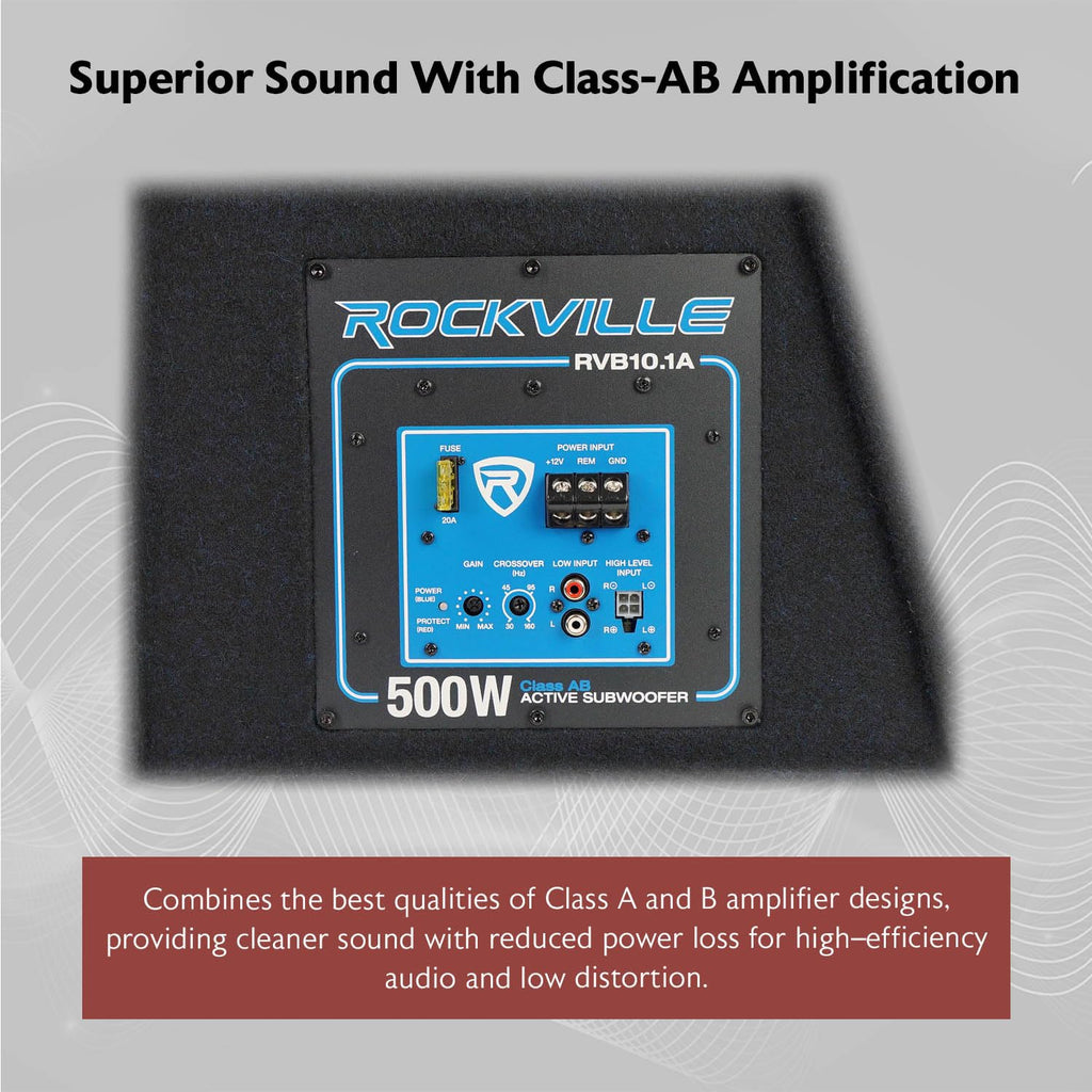 10" Active Powered Car Subwoofer with Enclosure O3637