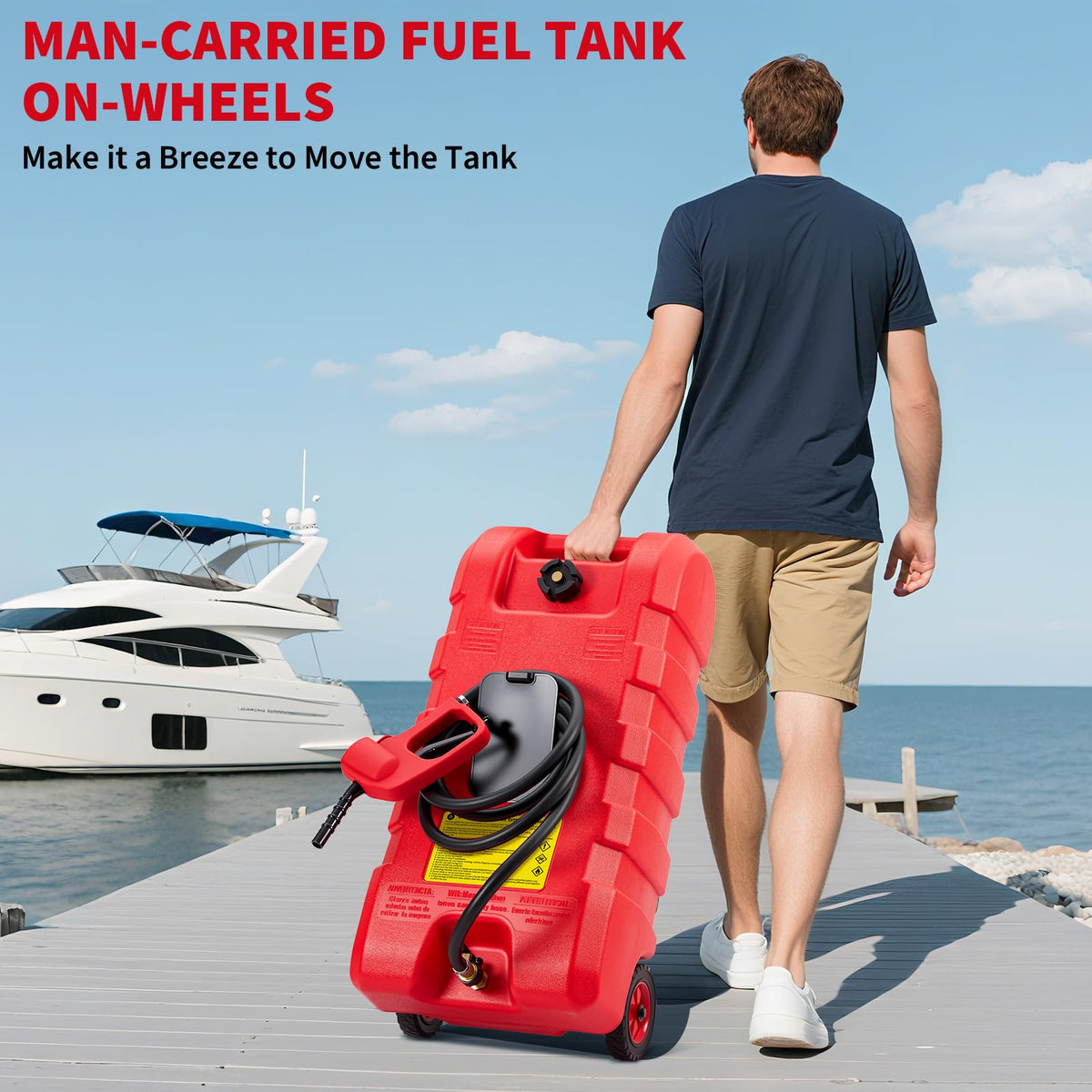 15 gal Gas Can with Manual Transfer Pump & 10 ft Hose Y82489
