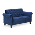 Navy Velvet 2-Seater Loveseat Sofa F859414