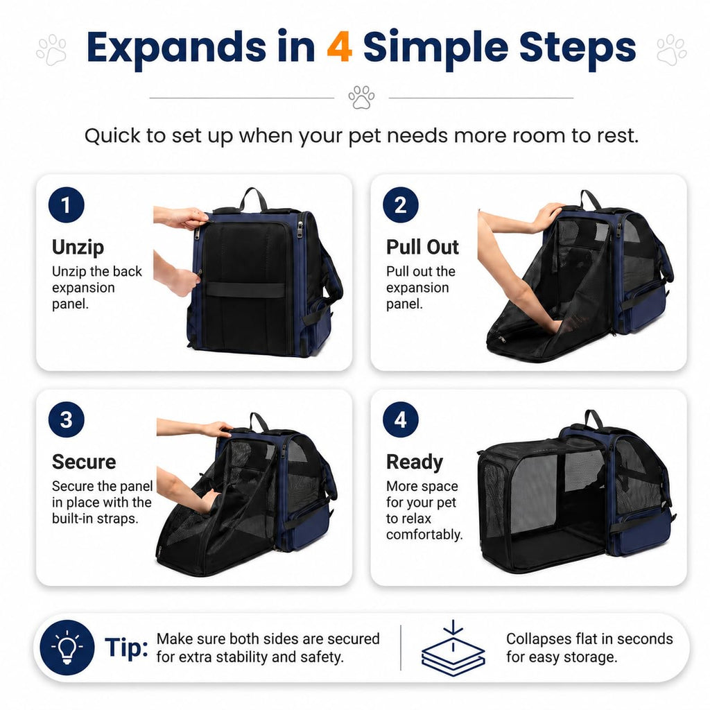 Blue Expandable Cat Carrier Backpack V8355