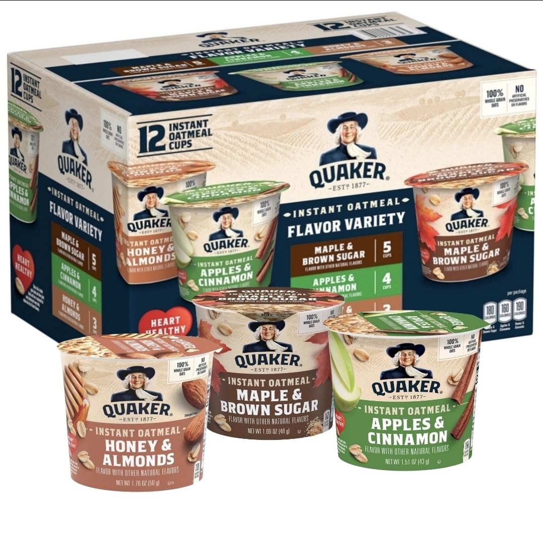 Instant Oatmeal Cups Variety Pack 12 Count Whole Grain H8314