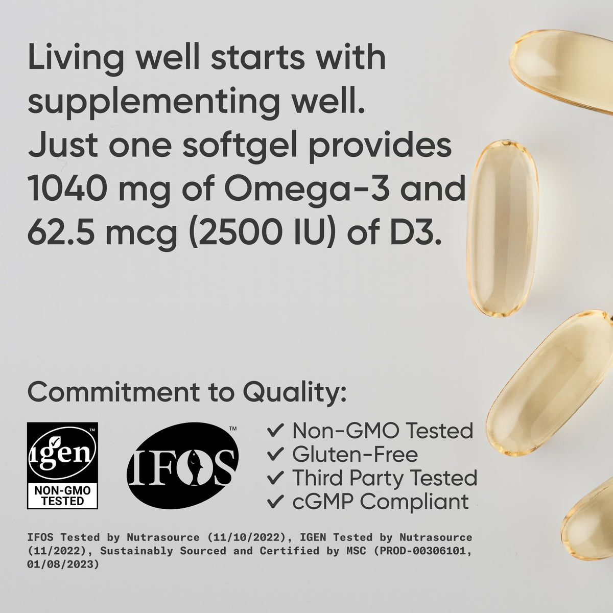 Omega-3 Fish Oil 1250mg + D3 2500iu, 120 Count B680